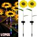 Fyeme 1/2pcs Solar Sunflower Lights IP65 Waterproof Solar Lawn Light Auto ON/OFF Sunflowers Landscape Light with Warm White Solar Stake Lamp for Yard Lawn Patio Courtyard