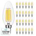 Luxrite Candelabra LED Light Bulbs 100W Equivalent 800 Lumens 7W B11 Dimmable Damp Rated UL Listed E12 24 Pack 4000K (Cool White)