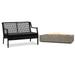 Home Square 2 Piece Set with 70 Rectangle LP Fire Table and Patio Loveseat