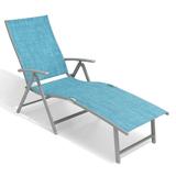 Pellebant Outdoor Chaise Lounge Aluminum Patio Folding Chair Blue