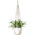 2PCS Hanger Macrame Plant Holder Macrame Hanger Cotton Plant Hanger Flower Hanger Pot Hanger Flower Pot Hanger 105cm 4 legs Creamy white