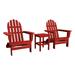 DuroGreen Folding Adirondack Chair Set Made With All-Weather Tangentwood 2 Chairs 1 Side Table Oversized High End Patio Furniture for Porch Lawn Deck No Maintenance USA Made Bright Red