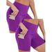 2 Pack Yoga Shorts for Women with Pockets High Waisted Biker Running Workout Shorts Compression Pants Purple 4XL