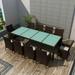 MABOTO 11 Piece Outdoor Dining Set with Cushions Poly Rattan Brown
