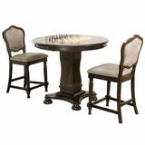 Sunset Trading Vegas 3-Piece 42.5 Wood Dining/Chess/Poker Table Set in Gray