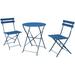 Elegant & Portable 3-Piece Premium Steel Bistro Set for Outdoor Patio Furniture Folding Design Peacock Blue