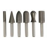 BE-TOOL 6Pcs File Rotary Cutter Tapered Tip Single Cut 6mm (1/4 inch) Shank for Grinding Metal Drill Presses Grey