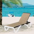 Domi Outdoor Living Adjustable Chaise Lounge Aluminum Outdoor Patio Lounge Chair All Weather Five-Position Recliner Chair for Patio Pool Beach Yard(1 Brown Chair)