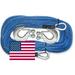 U.S. made 5/16 inch x 50 ft. AMSTEEL BLUE WINCH ROPE EXTENSION (13 700lb strength) with MEGA HOOKS (4X4 VEHICLE RECOVERY)