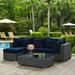 Modway Sojourn 5 Piece Outdoor Patio SunbrellaÂ® Sectional Set in Canvas Navy