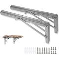 Folding Shelf Brackets - Heavy Duty Stainless Steel Collapsible Shelf Bracket for Bench Table Space Saving DIY Bracket (20 Inch)