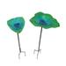 Gerson Green Blue Glass Leaf Bird Bath Garden Stakes 25 inches (Set of 2)