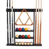 GSE Games & Sports Expert Billiard Pool Cue Stick Hanging Wall Mounting Rack. Holds 6 Pool Cue Stick Billiard Ball Rack and Pool Ball - Black