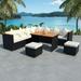 vidaXL 7 Piece Garden Lounge Set with Cushions Poly Rattan Black 43001