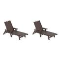 WestinTrends Malibu Outdoor Lounge Chairs Set of 2 All Weather Poly Lumber Patio Chaise Lounge Pool Chairs with 5 Positions Backrest Dark Brown