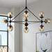 Possini Euro Design Gable Black Large Chandelier 41 1/2 Wide Mid Century Modern Cognac Glass Shade 10-Light Fixture for Dining Room Kitchen Island