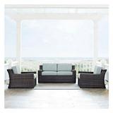 Beaufort 3 Piece Wicker Patio Sofa Set In Brown and Mist