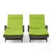 Anthony Outdoor Wicker 3-piece Adjustable Chaise Lounge Set with Cushions Multibrown and Bright Green