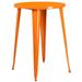 BizChair Commercial Grade 30 Round Orange Metal Indoor-Outdoor Bar Height Table