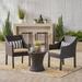 Ella Outdoor 3 Piece Wicker Chat Set with Cushions Multibrown Beige