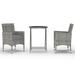 vidaXL 3 Piece Garden Bistro Set Poly Rattan and Tempered Glass Gray 8379