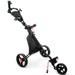 LIEAGLE Folding 3 Wheels Golf Push Cart with Bag Umbrella Holder Scoreboard Adjustable Handle Red