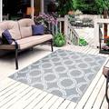 Playa Rug Reversible Indoor/Outdoor 100% Recycled Plastic Floor Mat/Rug - Weather Water Stain Fade and UV Resistant - Mykonos- Gray & White (5 x7 )