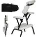 Foldable Massage Chair Adjustable Tattoo Chair Spa Chair Portable Therapy Chair w/Free Carry Case& Face Cradle White