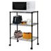 Veryke 3-Layer Display Shelves Office Furniture Shelf with Plastic Wheels - Black