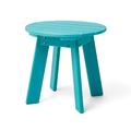 Glitzhome 1Pc Patio Round Coffee Table 19 Height Adirondack Table HDPE Weather Resistant for Outdoor Porch and Lawn(Aqua)