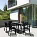 Artemis Resin Rectangle Dining Set with 6 arm chairs Black