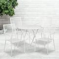 Flash Furniture 30 Round Indoor-Outdoor Folding Patio Table Set with 4 Square Back Chairs White