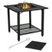 Costway 31 Outdoor Fire Pit Dining Table Charcoal Wood Burning W/ Cooking BBQ Grate