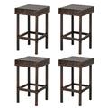 Gzxs Set of 4 Patio Wicker Bar Stools Outdoor Rattan Dining Chair Brown Wicker Pub Stools Backless Bar Chair for Backyard Deck Garden (Brown)