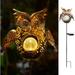 Singingarden Owl Solar Garden Lights LED Metal Outdoor Decor Solar Pathway Lights for Patio Lawn Yard Walkway(Bronze)