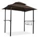 Brown Grill Gazebo for Patio 8 x 5 FT Outdoor Double-tiered BBQ Canopy Tent with hook and Bar Counters Metal Frame