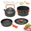 Camping Cookware Kit Portable Lightweight Cooking Set Aluminum Non Stick Camping Pans and Pots with Kettle for 2-3 People For Outdoor Camping Hiking Backpacking Picnic