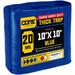 Core Tarps 20 Mil Heavy Duty Tarp Camping Tarpaulin Waterproof Cover Blue 10 x 10