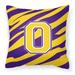 Letter O Monogram - Tiger Stripe - Purple Gold Fabric Decorative Pillow