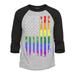 Shop4Ever Men s Distressed Rainbow Flag Gay Pride Raglan Baseball Shirt X-Large Heather Grey/Black