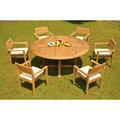 Teak Dining Set: 6 Seater 7 Pc: 72 Round Dining Table And 6 Montana Stacking Arm/Captain Chairs Outdoor Patio Grade-A Teak Wood WholesaleTeak #WMDSMTi