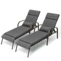 Pellebant Set of 2 Outdoor Chaise Lounge Metal Patio Adjustable Recliner Chairs Dark Gray