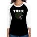 Women s Raglan Baseball Word Art T-shirt - T-Rex Head