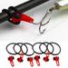 SPRING PARK 5 Pcs Fishing Rod Hook Keeper with 10 Pcs Rubber Safe Lures Rings Fishing Lure Bait Holder Small Fishing Tools Easy Adjustable Plastic Fishing Pole Hook Keeper