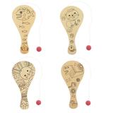 NUOLUX Paddle Ball Kids Wooden Wood Paint Paddleball Game Games Unfinished Beach Draw Set Painting Balls Diy Classic Outdoor