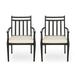 GDF Studio Brandywine Outdoor Iron Dining Chairs with Cushion Set of 2 Matte Black and Beige