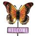 Home & Garden Butterfly Welcome Stake Metal Yard Decor Poke Summer 31835533