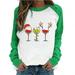 Merry Christmas Sweartshirt for Women Baseball Tees Tops Christmas Wine Cup Print Long Sleeve Raglan Top T-Shirt