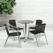 BizChair 23.5 Round Aluminum Indoor-Outdoor Table Set with 4 Black Rattan Chairs
