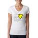 Wild Bobby My Heart Is On That Tennis Field Sports Women Junior Fit V-Neck Tee White Small